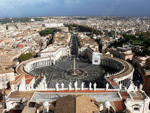 Panorama of St. Peter's Square at Vatican from a height, Rome, Italy