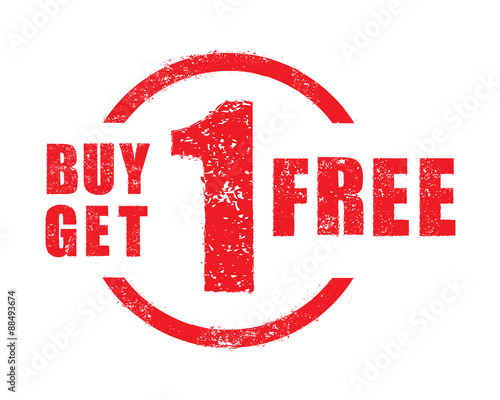 Buy 1 get 1 free rubber stamp, vector