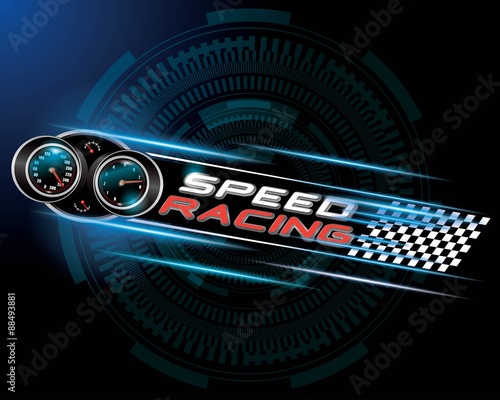 Speed racing with speedometer concept vector