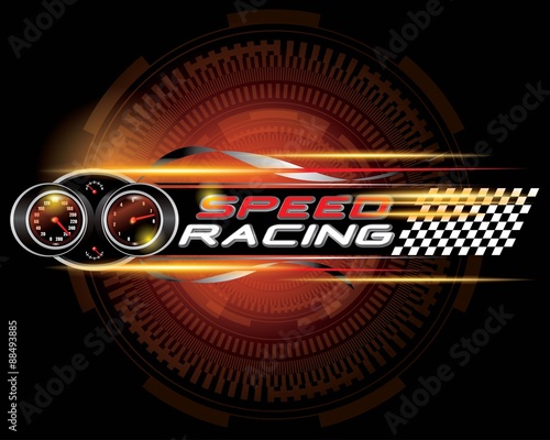 Speed racing with speedometer concept vector