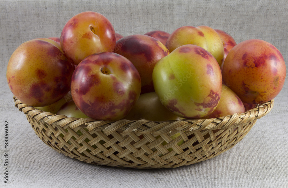 Plums wickerwork oval shape Plums wickerwork oval shape
