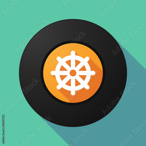 Vinyl record with a dharma chakra sign
