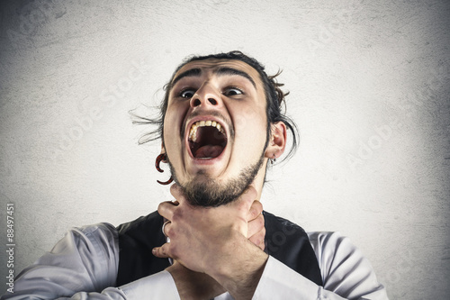 Young man breathless