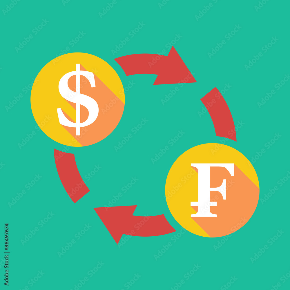Exchange sign with a dollar sign and a swiss franc sign Exchange sign with a dollar sign and a swiss franc sign