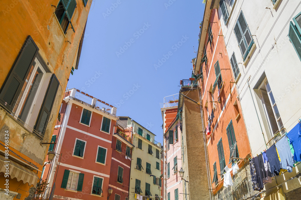Cinque Terre  - tipical  colorful buildings in Vernazza