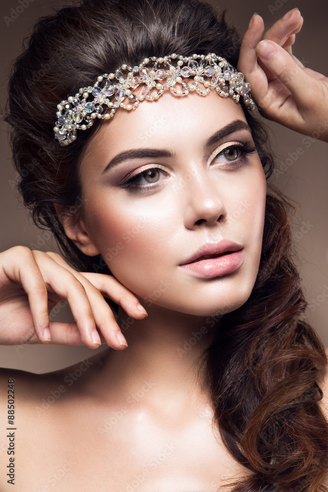 Close-up portrait of beautiful woman with bright make-up Close-up portrait of beautiful woman with bright make-up