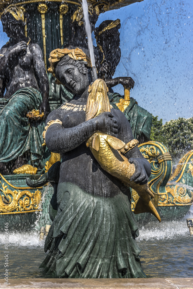Fototapeta premium Fontaines de la Concorde (1840) on Place Concorde in Paris.