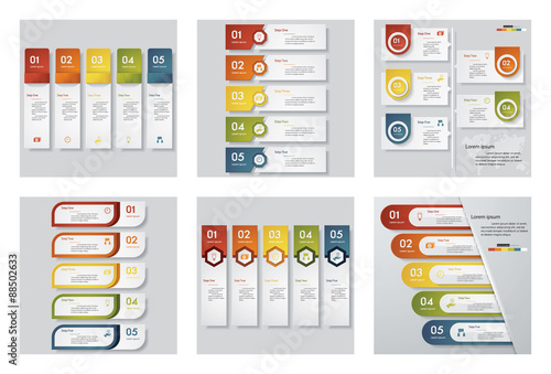 Collection of 6 design template/graphic or website layout. Vector Background.