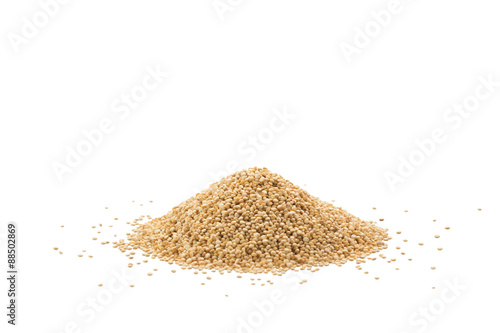 Pile of quinoa seeds isolated on a white background photo