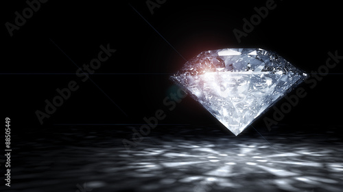 3 D render of shiny diamond.