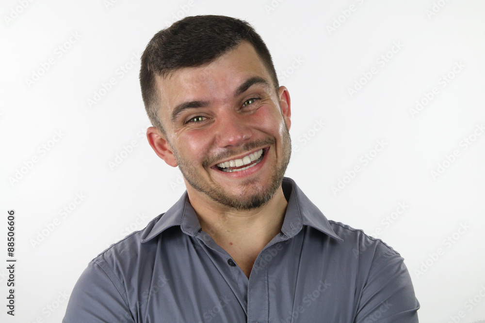 man smiling stupidly