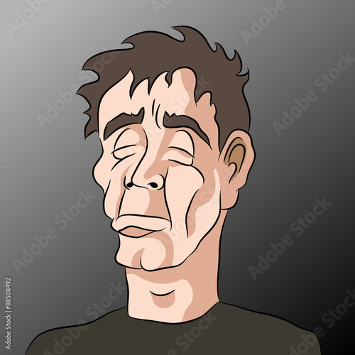 Cartoon Sad Depressed Man