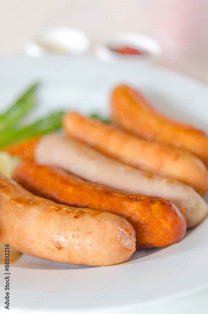 mixed sausage on dish mixed sausage on dish