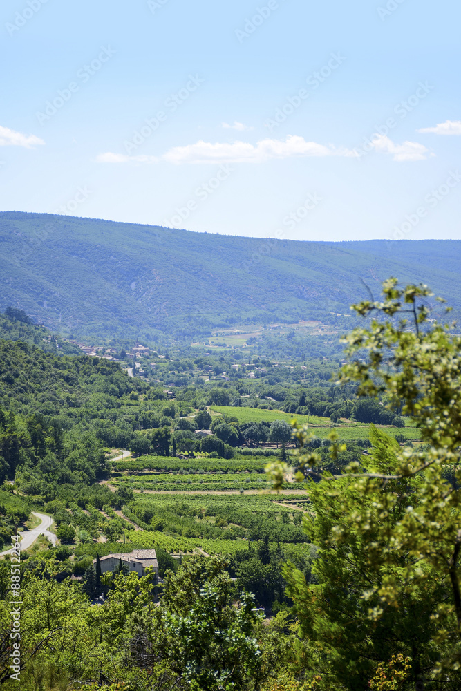 aerial view, landscape in South Europe under the blue sky