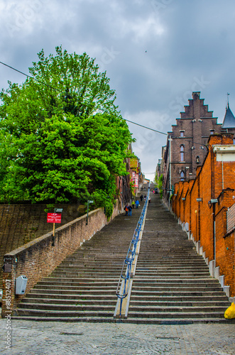 view over montagne de beuren stairway in belgian city Liege. photo