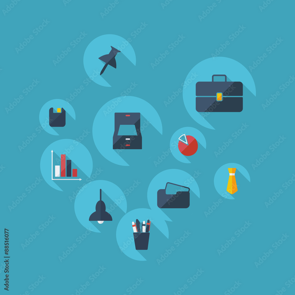 Flat concept, set modern design with shadow Flat concept, set modern design with shadow