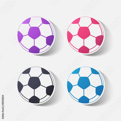 Paper clipped sticker  soccer-ball