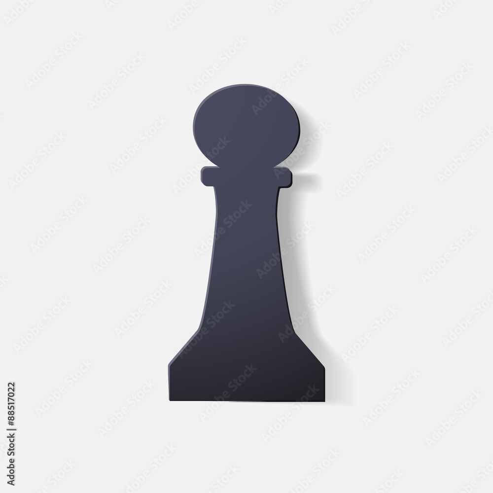 Paper clipped sticker: chess piece, pawn