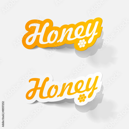 Realistic paper sticker: honey