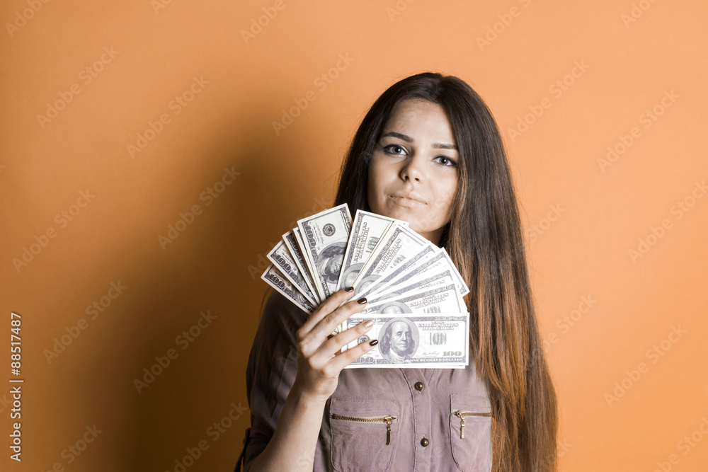 Beautiful girl with money in hand Beautiful girl with money in hand