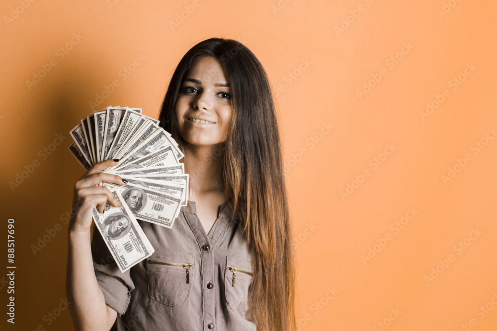 Beautiful girl with money in hand Beautiful girl with money in hand
