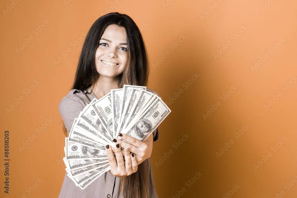 Beautiful girl with money in hand Beautiful girl with money in hand