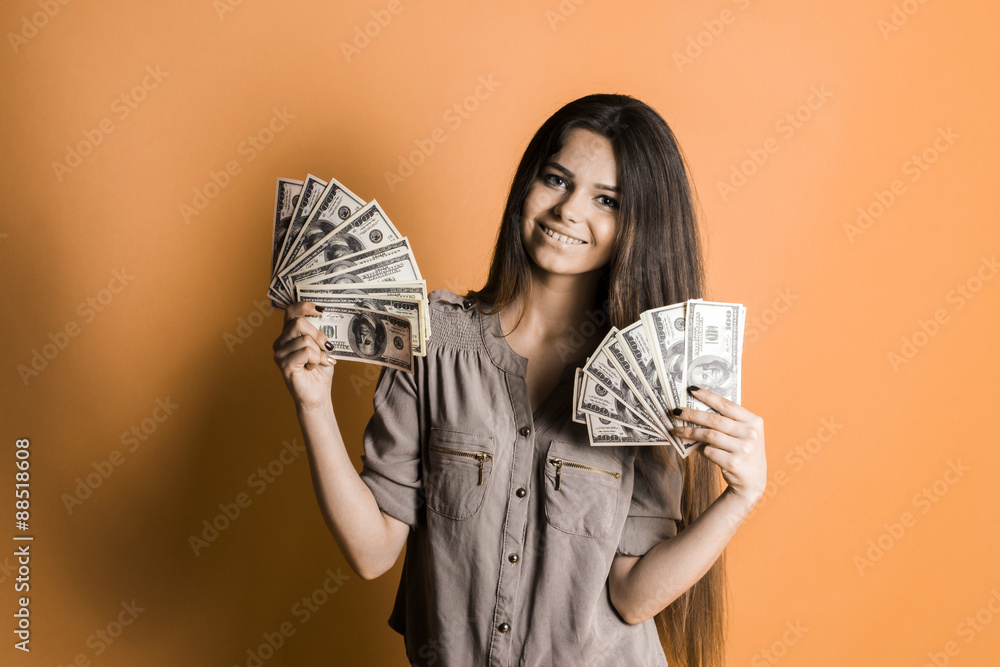 Beautiful girl with money in hand Beautiful girl with money in hand