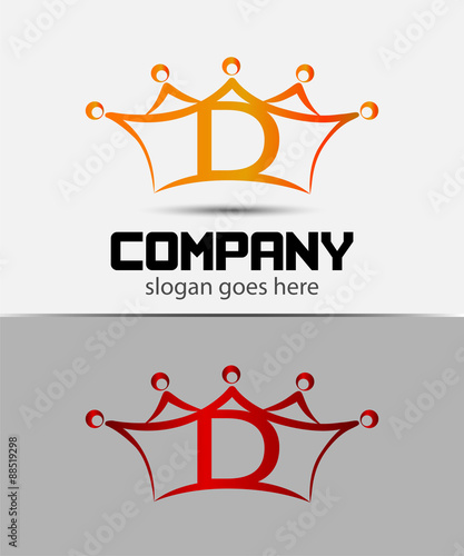 Letter d logo with crown icon design template elements

