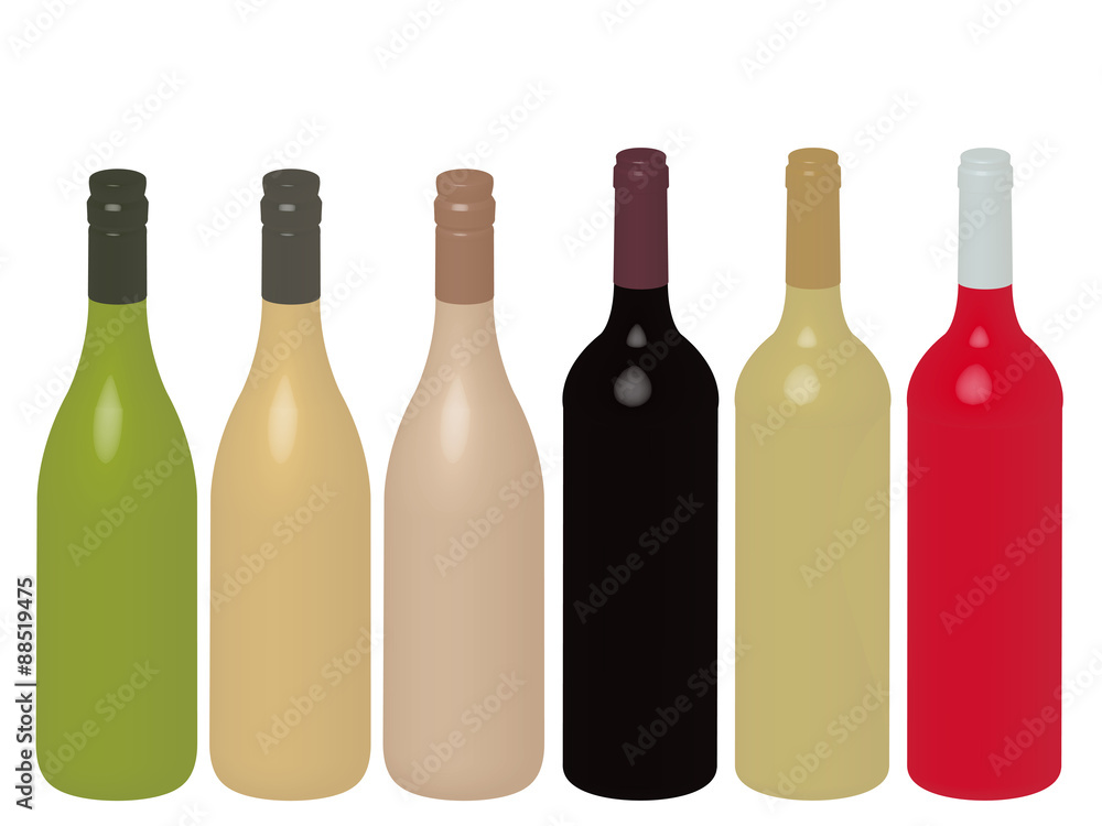 Different Kinds of Wine Bottles Without Labels 3D Different Kinds of Wine Bottles Without Labels 3D