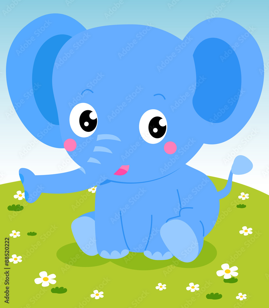 Naklejka premium Cute baby elephant