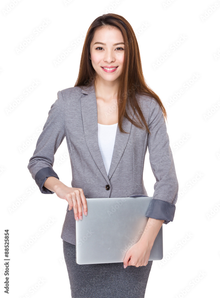 Businesswoman hold with laptop computer Businesswoman hold with laptop computer