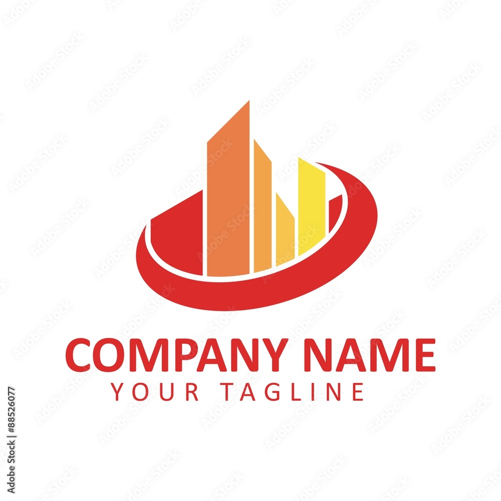 Building Logo Orange Color. Building or real estate logo template