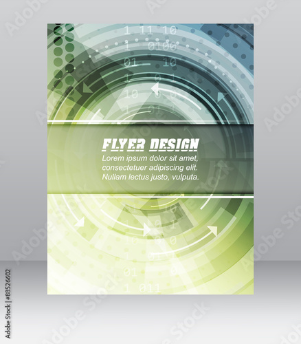 Abstract business flyer template with technological pattern, magazine, cover design or corporate banner