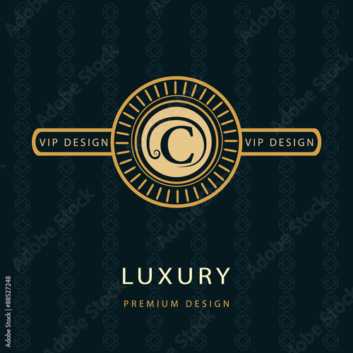 Monogram design elements, graceful template. Calligraphic elegant line art logo design. Letter emblem C. Business sign for Royalty, Boutique, Cafe, Hotel, Heraldic, Jewelry, Wine. Vector illustration
