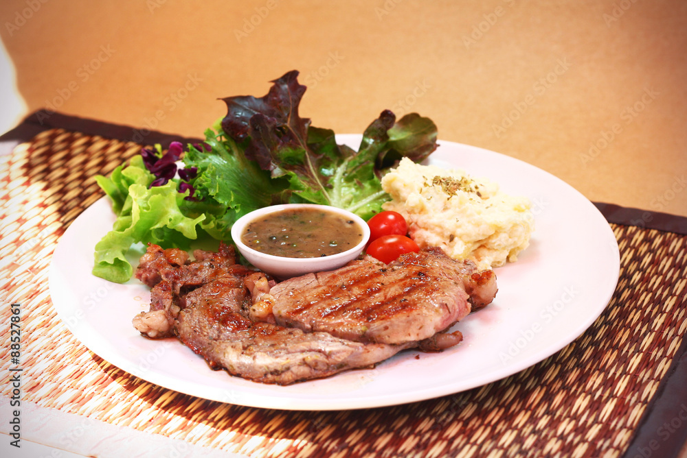 beef steak grill with pepper sauce and vegetable beef steak grill with pepper sauce and vegetable