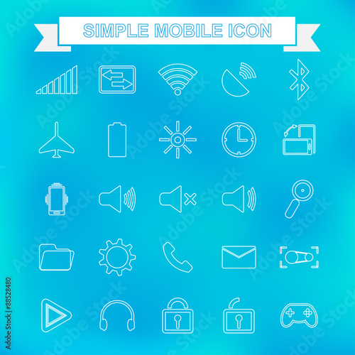 Outline mobile icon with unfocused background