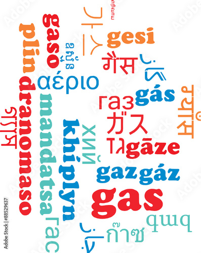 Gas multilanguage wordcloud background concept
