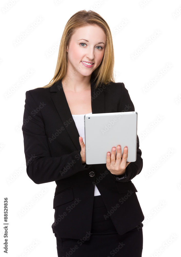 Businesswoman use of the tablet pc Businesswoman use of the tablet pc