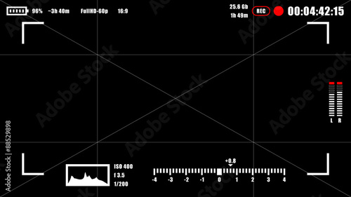Camera viewfinder rec background. Camera focusing screen.