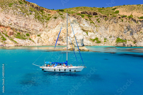 snow-White yacht in the blue waters of the picturesque Bay