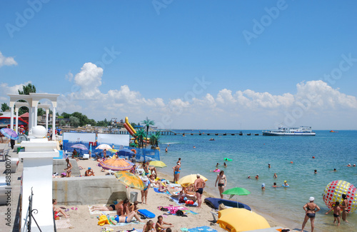Beach in Evpatoria(Yevpatoriya). Crimea photo