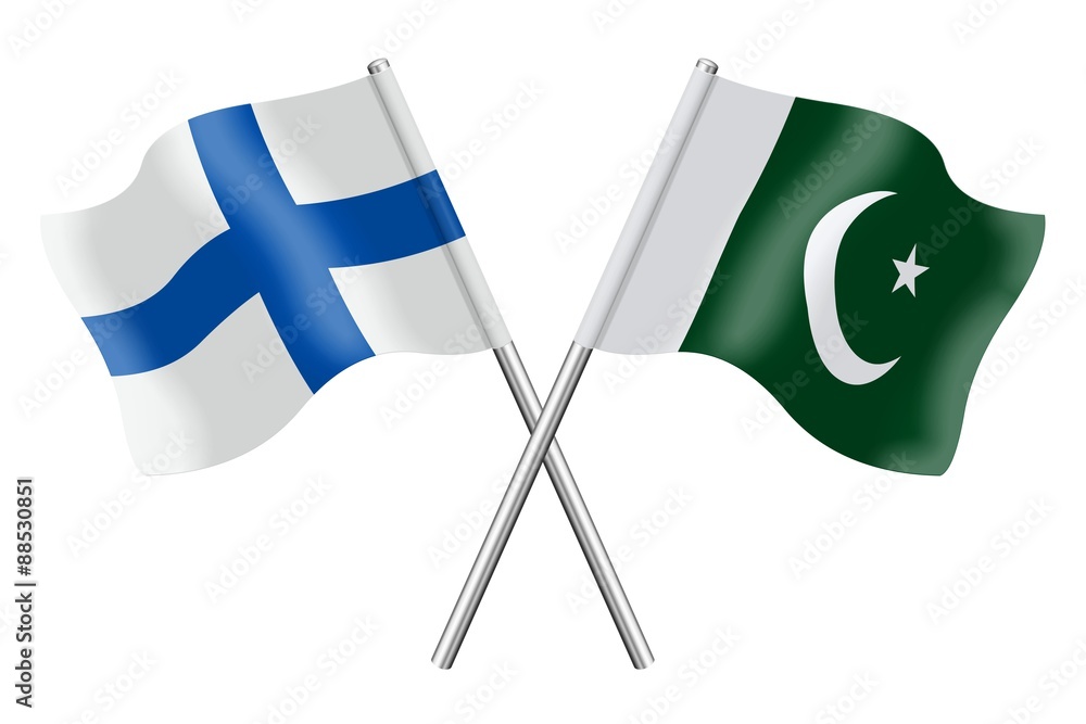 Flags: Finland and Pakistan