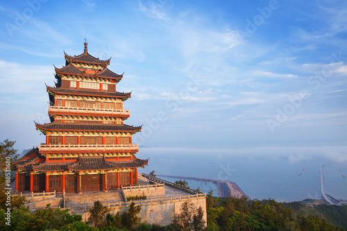 Beautiful ancient temple on the seaside, China