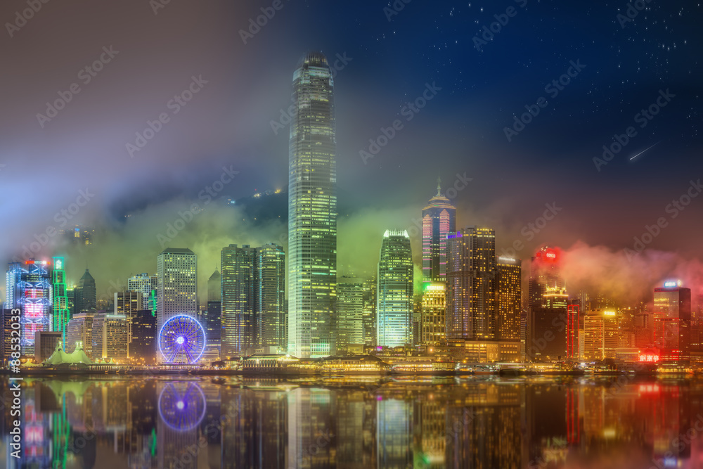 Obraz premium Panorama of Hong Kong and Financial district