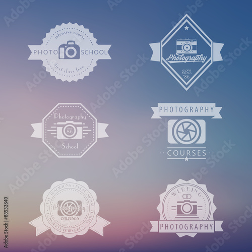 photography courses, photo school, photographer logo, emblems, signs, badges