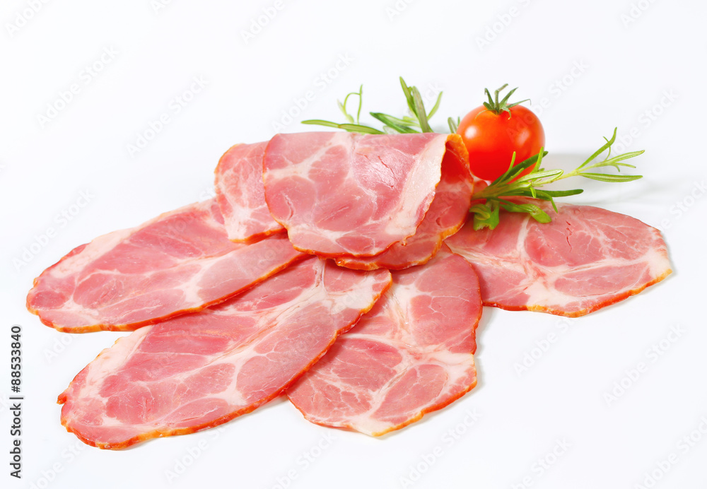 Thin-sliced smoked pork neck