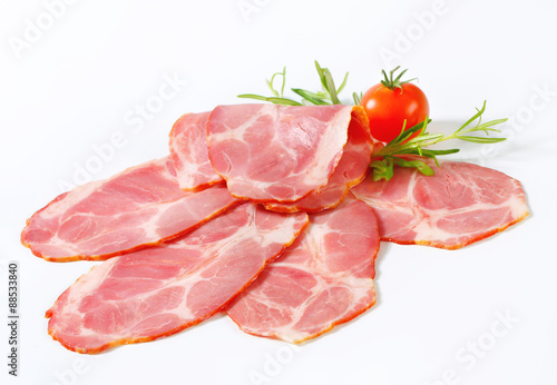 Thin-sliced smoked pork neck