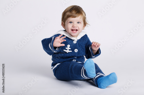 little sailor baby on white background