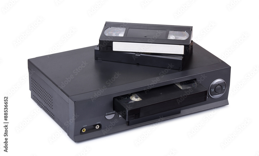 Old VHS video recorder and cassettes Old VHS video recorder and cassettes