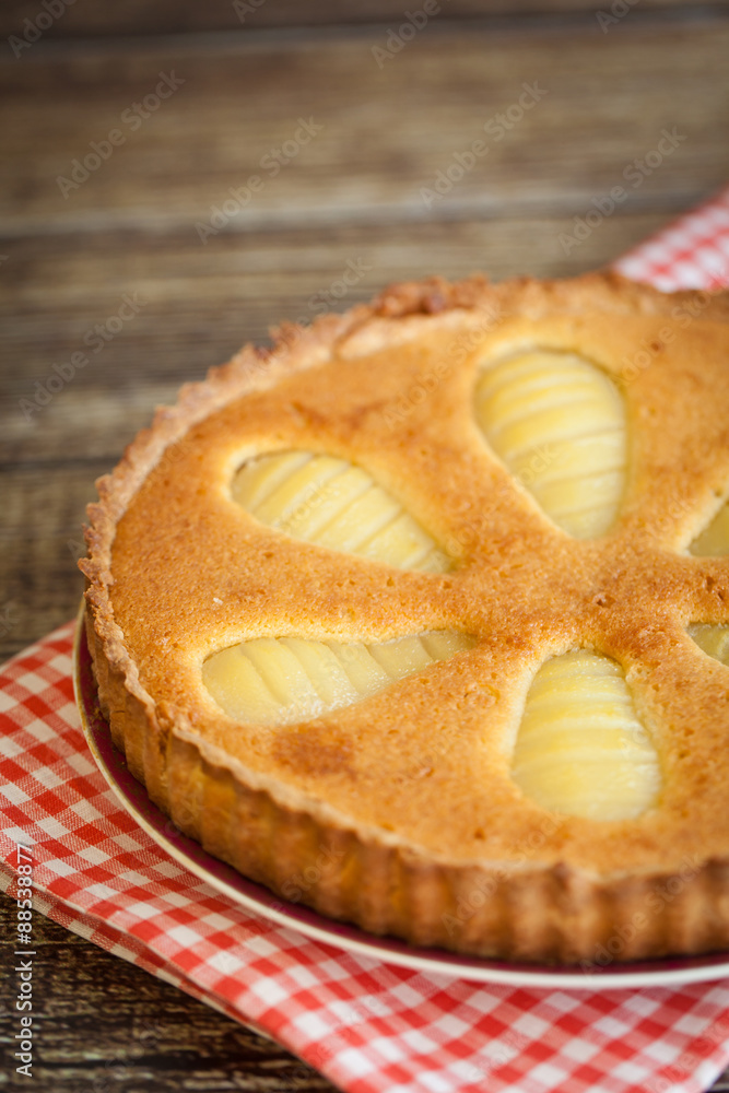 Homemade french pears and almonds pie